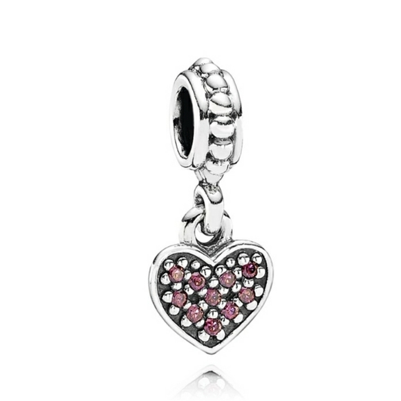 Pandora Jewelry - Pandora Retired Red Pave Heart Dangle Charm